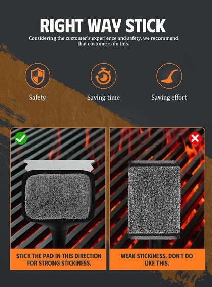 MEKER Grill Brush Replacement Pads - Ultra Safe Cleaning | 4-Pack Grill Cleaner Pads