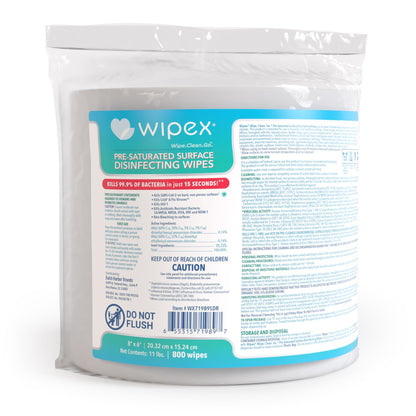 Wipex Gym Wipes Disinfecting Refills for Fitness Equipment & Commercial Gyms, EPA Registered Antibacterial Wipes, Kills Germs in 15 Seconds, Bulk 800 Count Roll for Dispensers