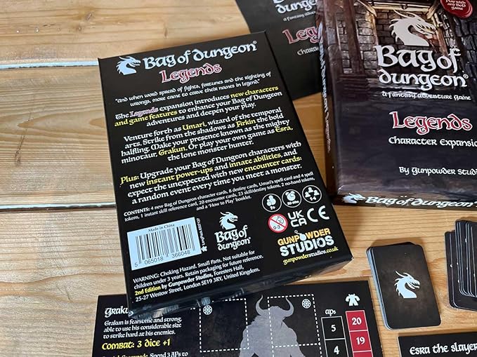 Bag of Dungeon Bag of Dungon Legends Character Expansion Pack - use with Any Board Game - with Added Destiny Skill Cards Encounter Cards and 4 new Brave Heroes - (2nd Edition)