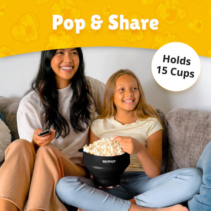 The Orginal HotPop Silicone Popcorn Maker - Microwave Popcorn Popper with Handles - Collapsible Bowl, Heat-Resistant, Easy to Clean, Ideal for Family Movie Nights, 15-Cup Capacity - Red