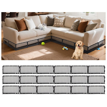 6.5" Height 261" Length in Total Under Couch Blocker, Under Bed Blocker for Pets Stop Pets from Hiding Under Furniture, Detachable Assembleable Under the Couches Blockers for Sofa Bed Cabinets, Black