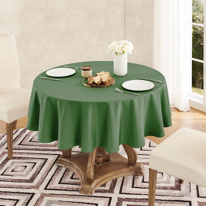 Veblandy Tablecloth Linen Textured Waterproof & Stain Resistant Table Cloth Wrinkle Free Decorative Fabric Farmhouse Table Cover for Dining/Party/Buffet/Wedding, 60 x 60 Inch, Green
