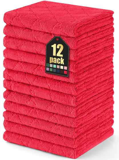 Homaxy 12 Pack Kitchen Dish Cloths (10 x 10 Inches, Grey), Super Soft and Absorbent Coral Velvet Dish Towels, Nonstick Oil Fast Drying Microfiber Cleaning Cloth, No Lint Household Dishcloths