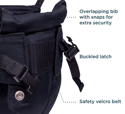 Jolly Jumper Iconic (Black), Doorway Baby Jumper, Indoor Exercise Saddle Seat, Adjustable Height, for Infants up to 28lbs, No Stand Required