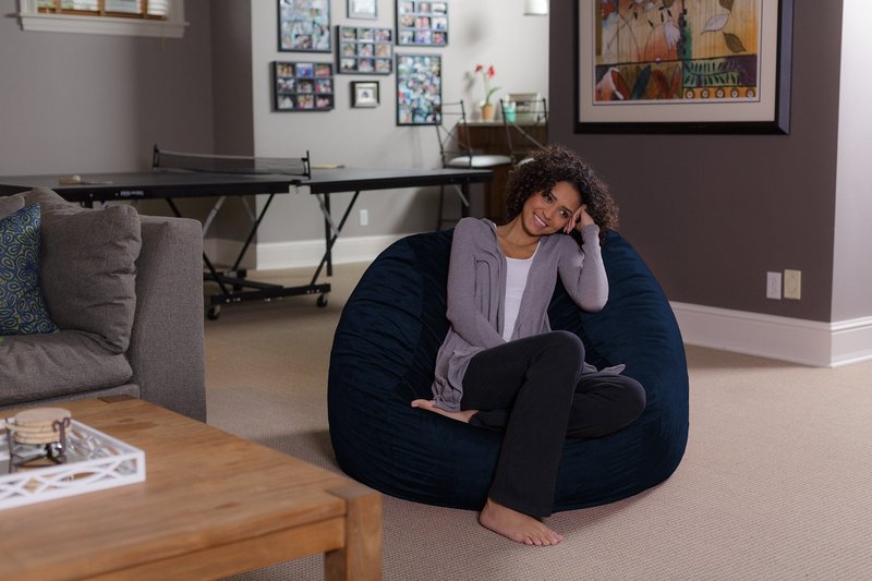 Sofa Sack Bean Bag Chair - Plush, Ultra Soft - Memory Foam Bean Bag Chair with Microsuede Cover - Stuffed Foam Filled Furniture and Accessories for Dorm Room 4 Feet - Navy