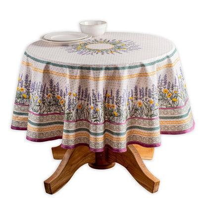 Maison d' Hermine Table Cloth Round Table 100% Cotton 69 Round Inches Tablecloth Reusable Decorative for Dining Kitchen Room Farmhouse Home Gifts for Mothers Day Spring Summer - Fanny Lavender