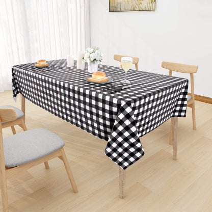 sancua Checkered Vinyl Rectangle Tablecloth 54 x 78 Inch, 100% Waterproof Oil Proof Spill Proof PVC Plaid Table Cloth, Wipe Clean Buffalo Table Cover for Dining Tables Buffet Parties, Black and White