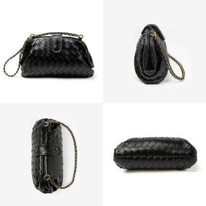 Joryin Formal Evening Bag Woven Shoulder Bag. Black Clutch Purses for Women Wedding. Dumpling Bag Crossbody Handbag Dress Purse Vegan Leather.