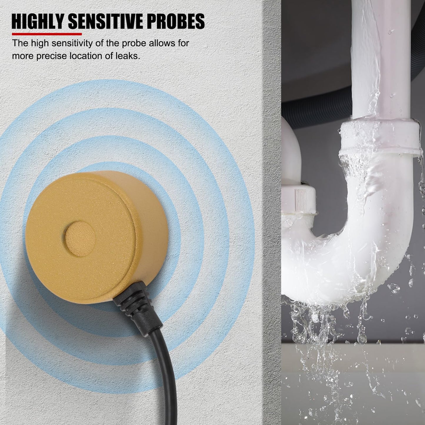 EVTSCAN Pipe Water Leak Detector FL 550 Double Sided Induction Adjustable Sensitivity Noise Filtering Spectrum Display for Underground Water Pipeline Leakage Detection (US Plug)