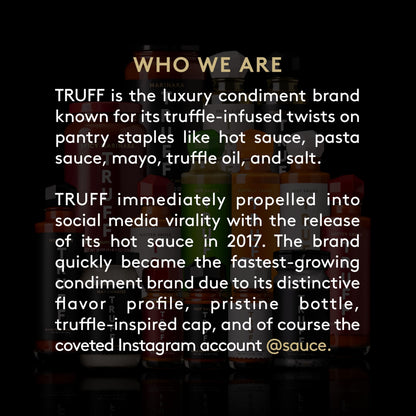 TRUFF Original Black Truffle Hot Sauce, Gourmet Hot Sauce with Ripe Chili Peppers, Black Truffle Oil, Agave Nectar, Unique Flavor Experience in a Bottle, 6 oz.