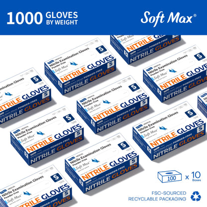 Supmedic Nitrile Exam Glove, 3.5 mil Disposable Medical Gloves Powder-Free Latex-Free Food Safe Cleaning Cooking,1000 pcs Blue (Small)