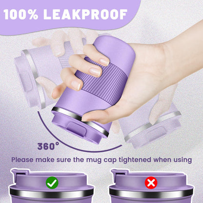 DUBUXW Insulated Coffee Tumblers with Flip Lid 12oz / 17oz, Stainless Steel Travel Coffee Mug Leak Proof, Vacuum Insulated Coffee Mug Reusable Cup, Keeps Cold and Hot for Coffee Tea
