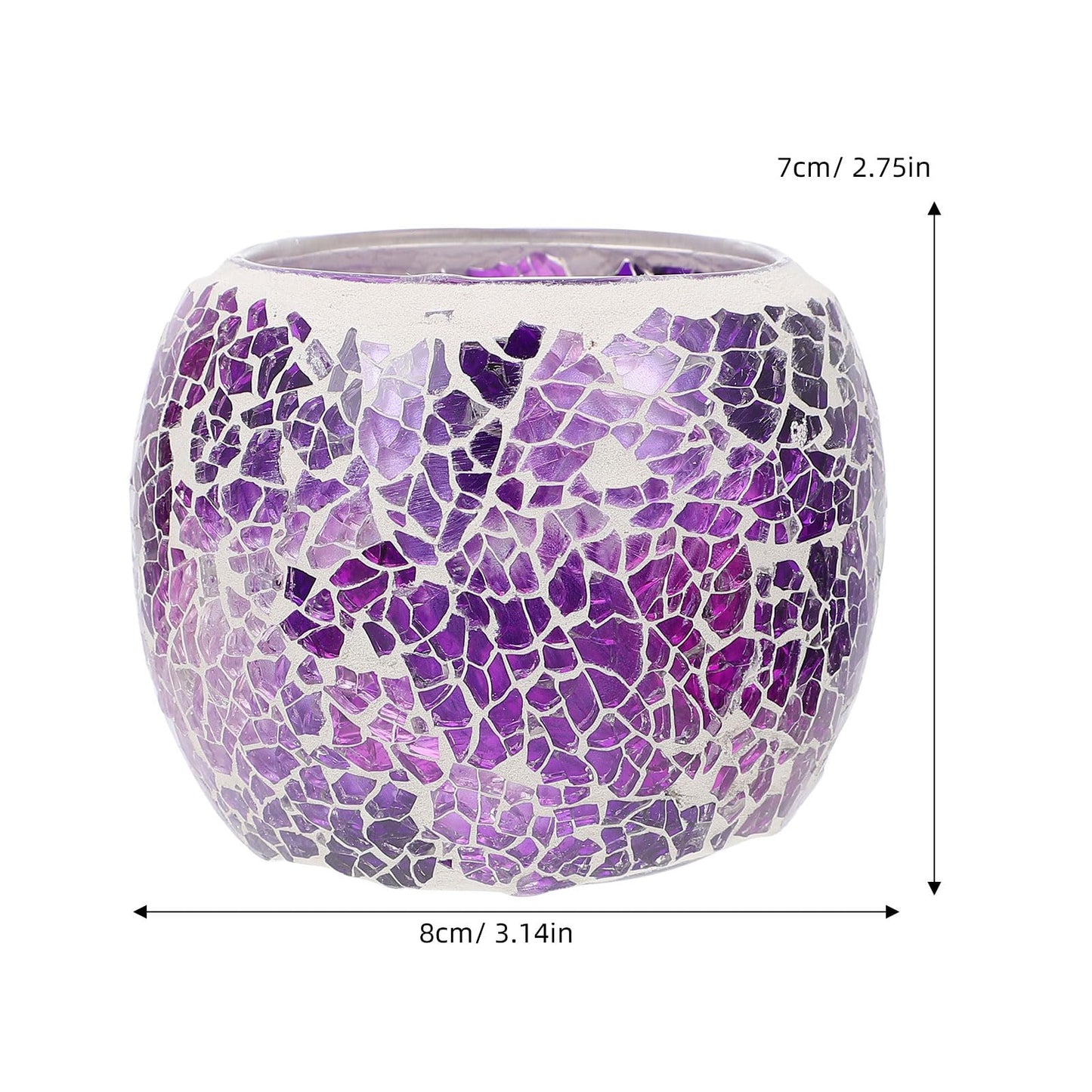 ELEOUTI European Mosaic Glass Candle Stand, Purple Table Candleholder for Romantic Dinner, Decorative Candlestick for Home and Dining Table Decor