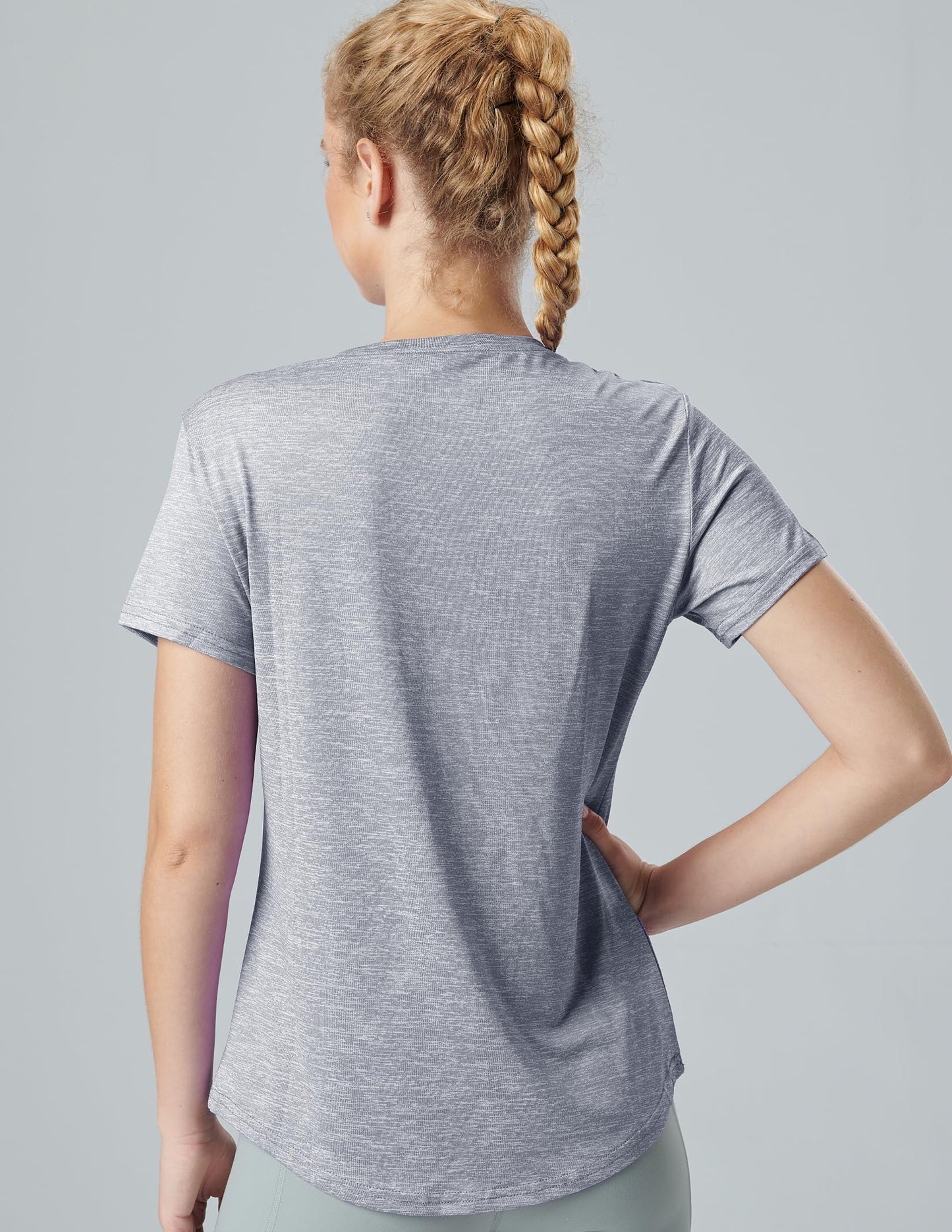 5 Pack: Women's Dry Fit Short Sleeve T Shirts, Athletic Workout Tee Tops for Gym Yoga Running (Set 8, Large)