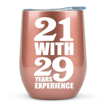 KLUBI 50th Birthday Gifts for Women Funny - 12 Ounce 21 with 29 years Experience Wine Glass 50th Birthday Gift for Her, 50 Year Old Gift, 1975 Birthday Gifts For Women Turning 50
