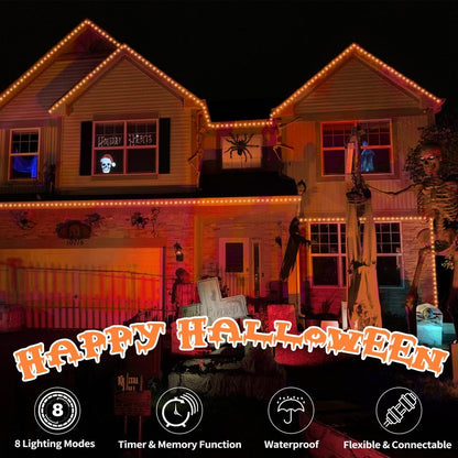 50ft LED Rope Lights Outdoor, 360 LED Connectable and Flexible Tube Lights with 8 Modes, Waterproof Indoor Outdoor LED Rope Lighting for Deck, Garden, Pool, Patio, Party, Holloween Decoration (Orange)