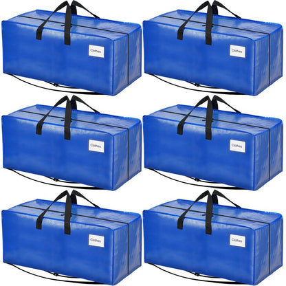 BAGAIL Heavy Duty Moving Bags with Strong Handle, Extra Large Moving Boxes, Storage Tote for Clothes, College Moving Supplies(Blue, Backpack, 6 Pack)
