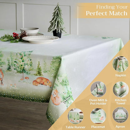 Maison d' Hermine Table Cloth Rectangle Table 100% Cotton 60 x 120 Inches Fall Tablecloth Reusable Everyday Use for Thanksgiving Christmas Decorations Dining Farmhouse Party (Winter Mornings)