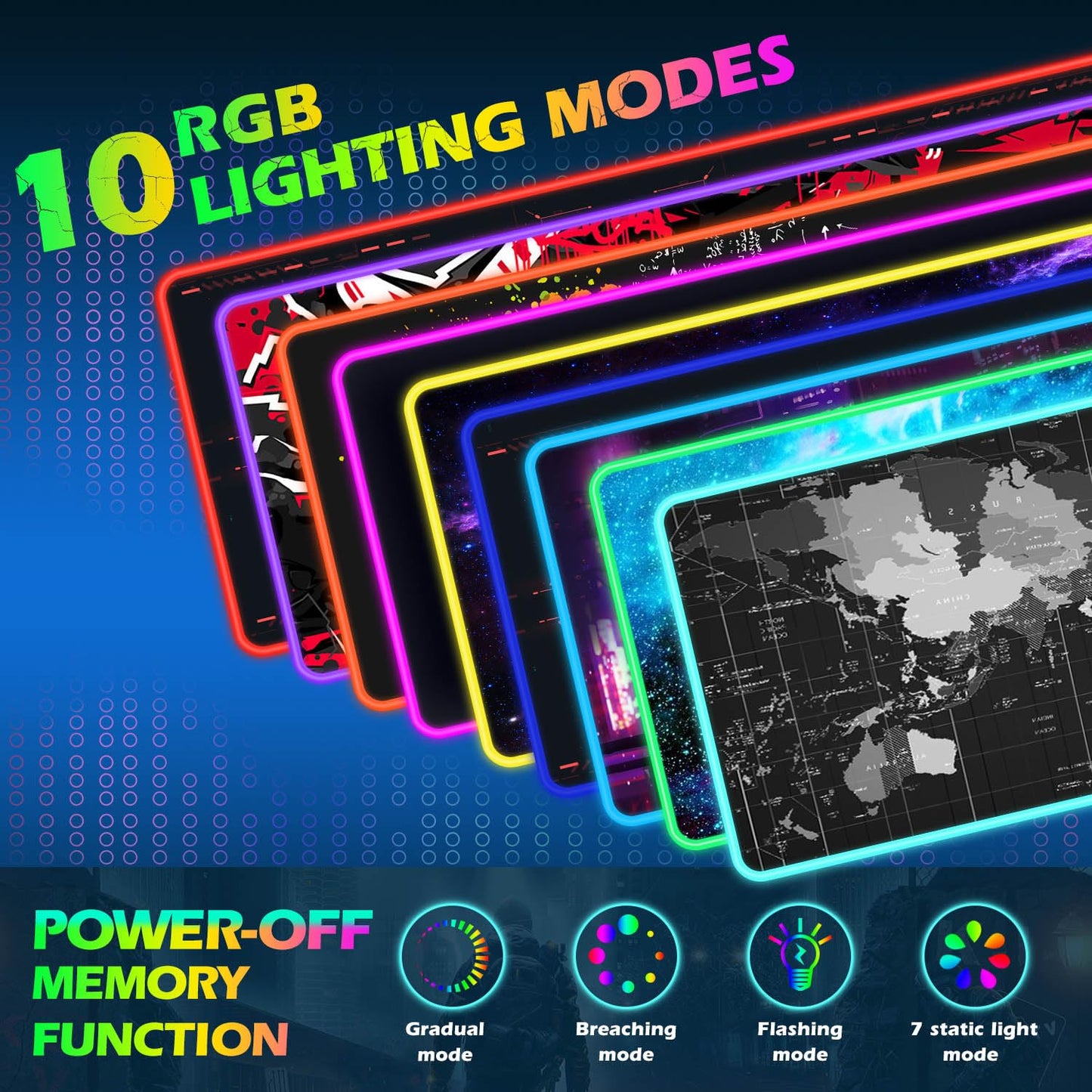 ToLuLu RGB Gaming Wireless Charging Mouse Pad, 5/7.5/10/15W 10 Light Modes LED Mouse Pad Computer Keyboard Mat Mousepad, 800x300x4MM Extended Large Desk Mat for Gaming, MacBook, Laptop, PC, Galaxy