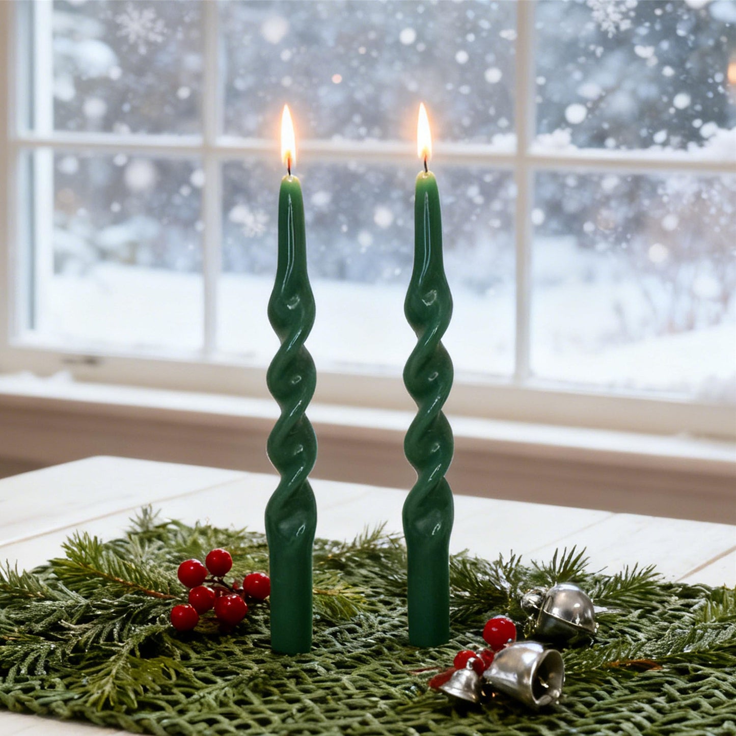 Spiral Taper Candle Dinner Candlesticks,10inches Long Tapered Candles Green Twisted Candlestick Decorative Candle Sticks for Holiday Wedding Party Dinner Table Women Men,1D-Navygreen