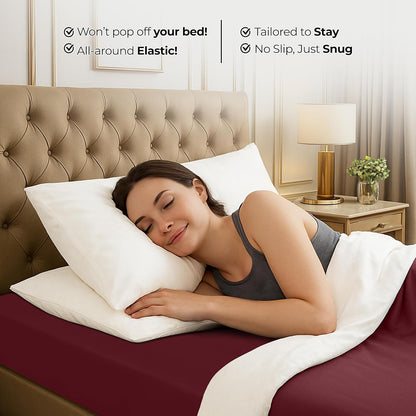 Utopia Bedding Queen Fitted Sheet - Deep Pocket Microfiber - Soft & Fade Resistant - Red Burgundy
