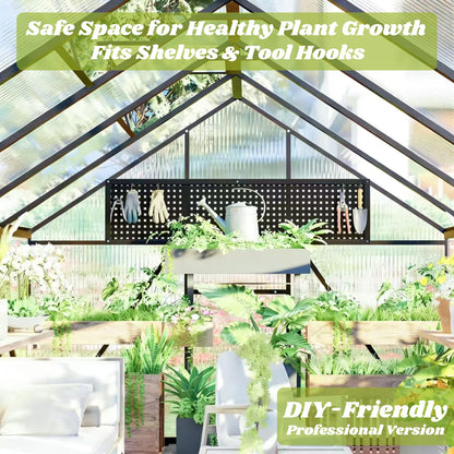 8x10 FT Greenhouse for Outdoors, Polycarbonate Greenhouse with Quick Setup Structure and Roof Vent, Aluminum Large Walk-in Green House for Outside Garden Backyard, Charcoal Black