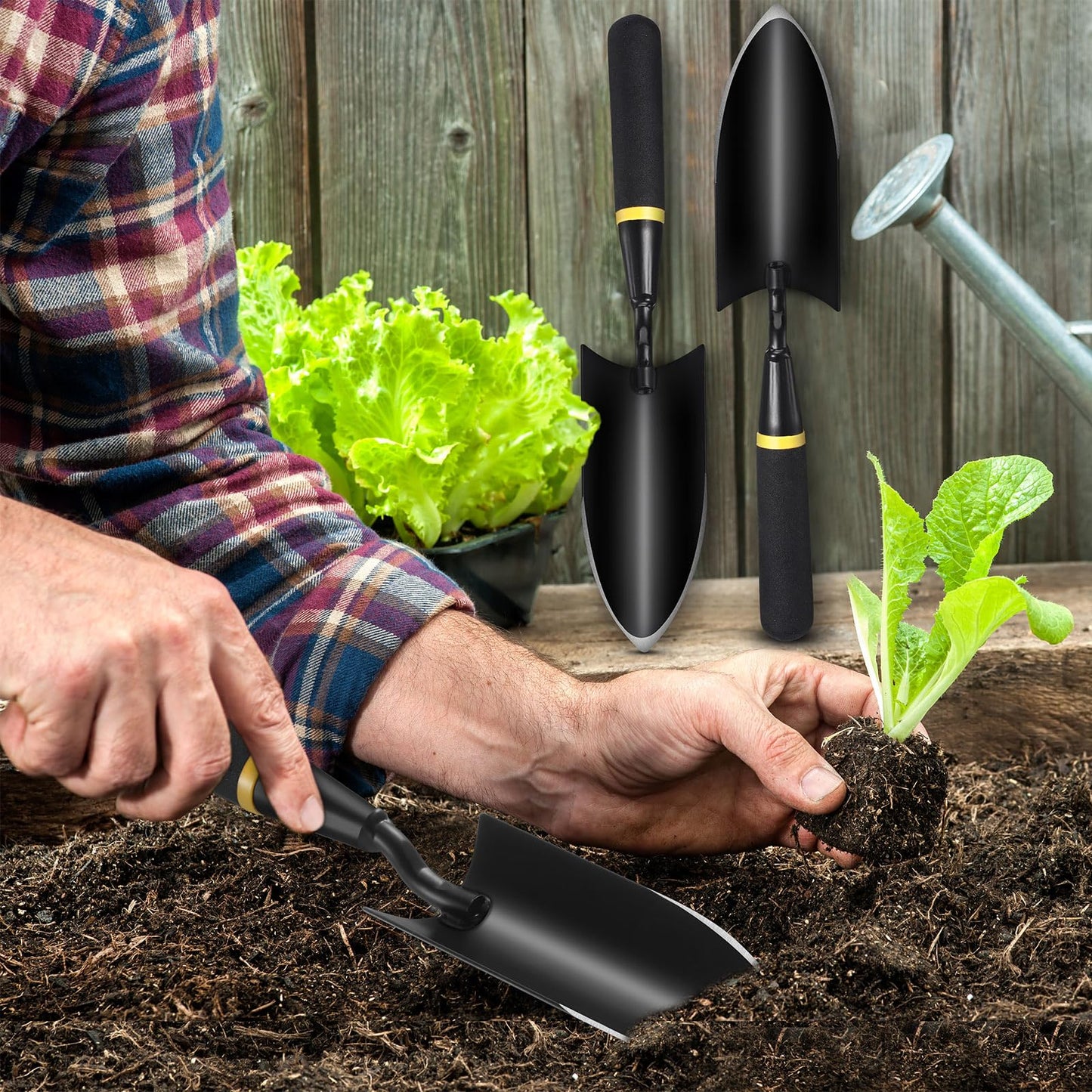 Leriton 20 Pcs Garden Hand Trowel Heavy Duty Carbon Steel Garden Shovels Tools with Resin Rubberized Handle for Camping, Digging, Soil Planting, Transplanting, Lawn Yard Farm (Narrow Trowels)