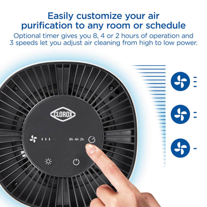 Clorox Air Purifiers for Bedroom Home, True HEPA Filter, Small Rooms Up to 200 Sq Ft, Removes 99.9% of Mold, Viruses, Wildfire Smoke, Allergens, Pet Allergies, Dust, AUTO Mode, Whisper Quiet