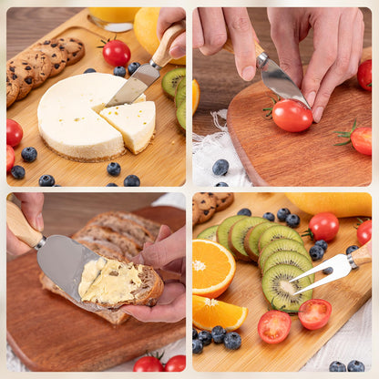 AISOSO Charcuterie Boards, Personalized Bamboo Cheese Board Set with 4 Cheese Knife, Lightweight and Elegant Serving Platter Accessories for Entertaining Party Picnic, Housewarming and Wedding