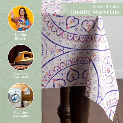 Maison d' Hermine Table Cloth Rectangle Table 100% Cotton 60 x 120 Inches Tablecloth Reusable Decorative for Dining Kitchen Room Farmhouse Home Gifts for Mothers Day Spring Summer - Mandala