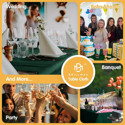 BRILLMAX 8 Pack Hunter Green Tablecloths 70 x 120 Inch for 6ft & 8ft Rectangle Tables - 150 GSM Polyester Fabric, Universal Fit, Water, Stain & Wrinkle Resistant Cloth Cover for Wedding Banquet