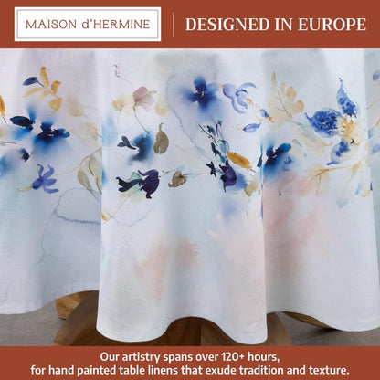 Maison d' Hermine Table Cloth Round Table 100% Cotton 69 Round Inches Tablecloth Reusable Decorative for Dining Kitchen Room Farmhouse Home Gifts for Mothers Day Spring Summer - Lazy Summer Days