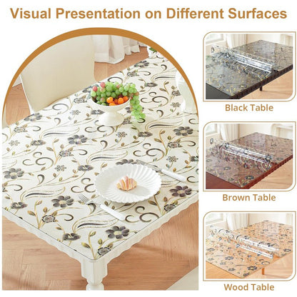 LovePads Feather Table Protector 24 x 48 Inch, 1.5mm Thick Plastic Table Cover, Waterproof Vinyl Tablecloth Rectangular Desk Protector Mat for Kitchen, Dining Room & Coffee Tabletop