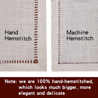 Grelucgo Handmade Hemstitch Beige Table Runner Or Dresser Scarf, Rectangular 14 by 48 Inch