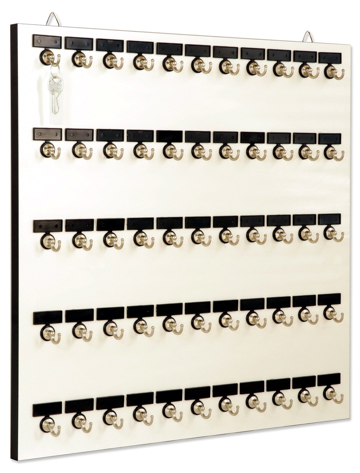 Stand Company Key Rack, Key Holder # 55MWN, Extra Space 55 Bolted Metal Hooks with Customize Nameplate, (60 Sets of Tag & Ring Included) - Made in USA