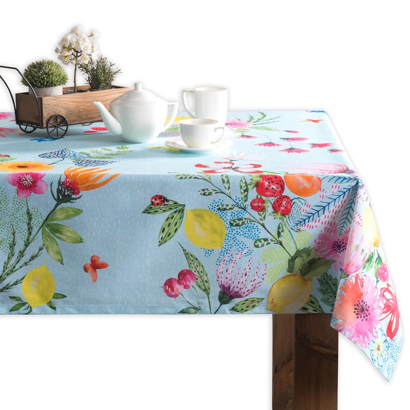 Maison d' Hermine Table Cloth Rectangle Table 100% Cotton 54 x 72 Inches Tablecloth Reusable Decorative for Dining Kitchen Room Farmhouse Home Gifts for Mothers day Spring Summer - Jardin D'Ete - Mint