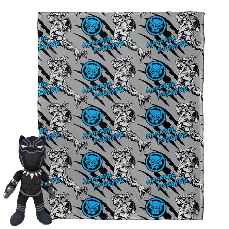 Northwest Character Hugger Pillow & Silk Touch Throw Blanket Set, 40" x 50", Black Panther - Panther Claws