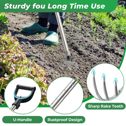JAOTREL Professional Garden Hoe 77 Inch Long with Adjustable Long Handle - Heavy Duty Weeding & Cultivating Tool for Gardening, Lawn, and Yard Work