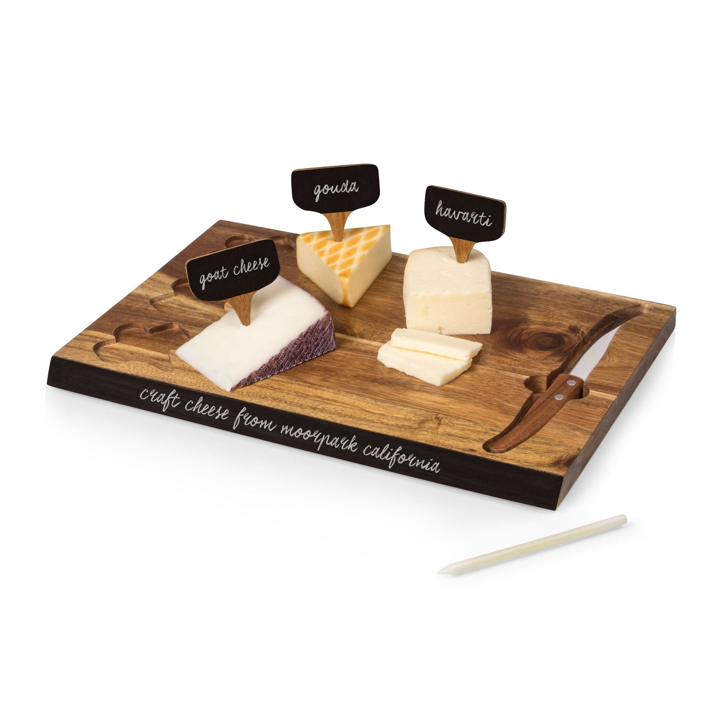 PICNIC TIME NFL Washington Commanders Delio Cheese Board and Knife Set, Charcuterie Board Set, Acacia Wood Cutting Board with Cheese Knife and Markers, (Acacia Wood)