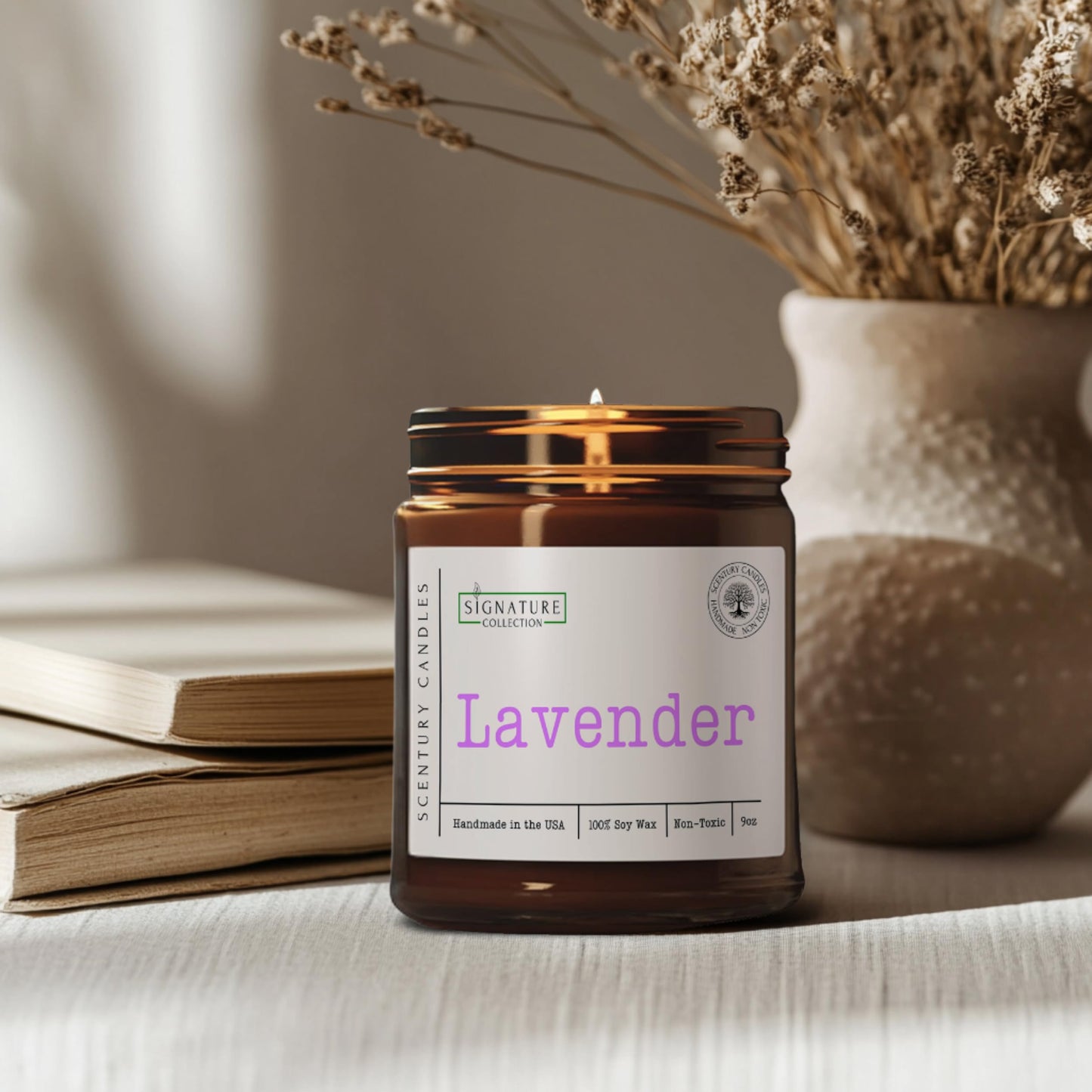 Lavender Scented Candle, Many Scents to Choose from, All Natural Non-Toxic Soy Wax, Handmade in the USA (Lavender)