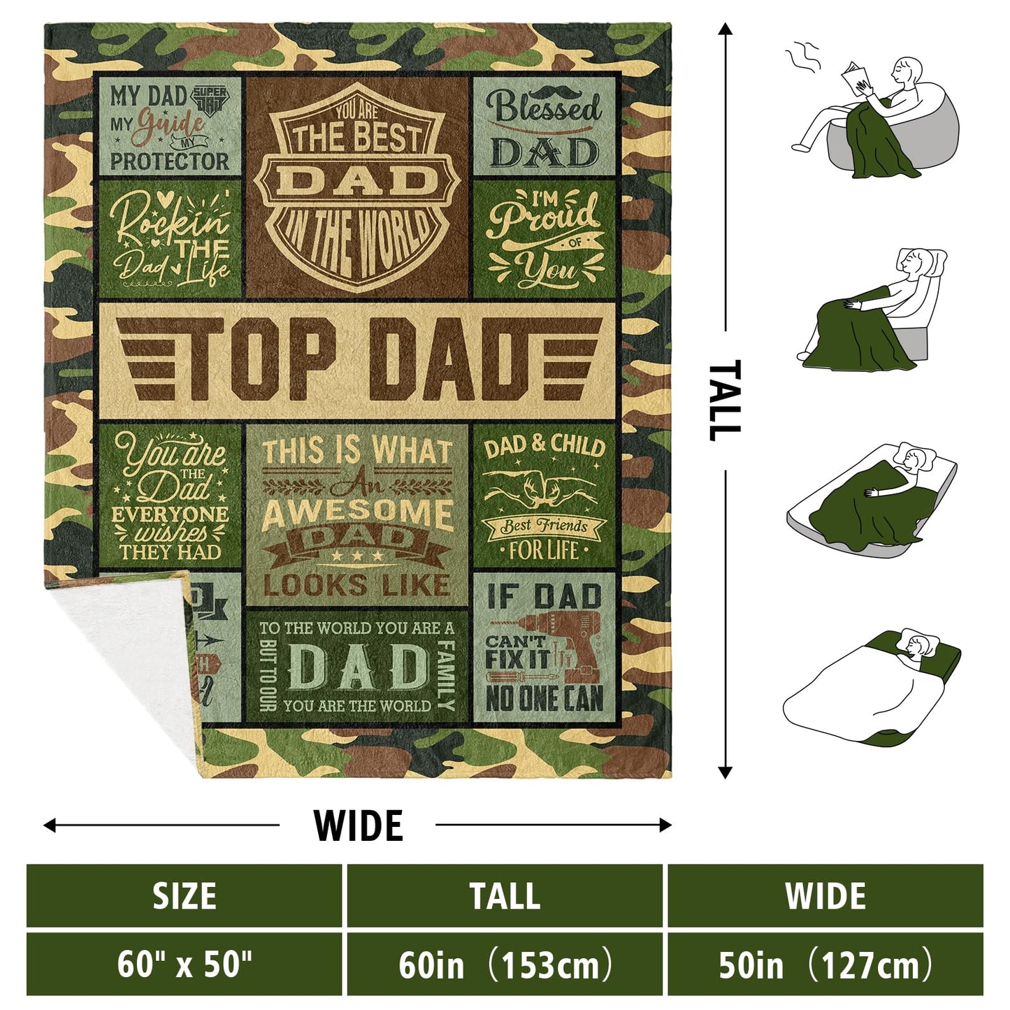 HCDER Papaw Gifts from Grandkids, Gift for Papaw Throw Blanket 60"X 50", Grandpa Gifts from Granddaughter, Best Grandpa Ever Gift Ideas for Father's Day/Birthday/Anniversary/Christmas