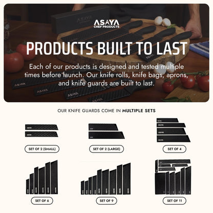Asaya Professional Chef Knife Edge Guards – 11 Piece Knives Universal Covers - Extra Strength ABS Plastic and Food Safe Kitchen Knife Sheath Covers – Knives Not Included