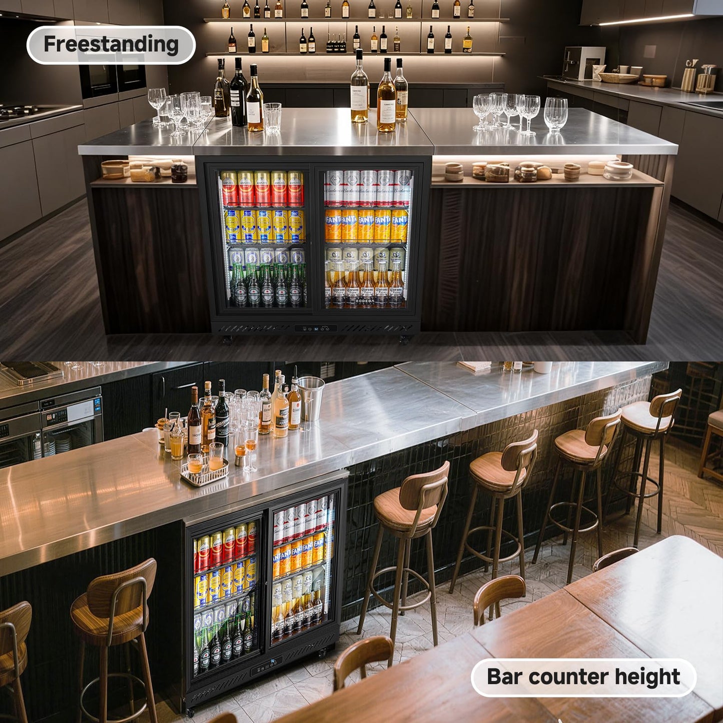 BODEGA BODEGACOOLER Back Bar Cooler,7.7 Cu.ft Commercial Beverage Refrigerator with 2 Sliding Glass Doors, Stainless Steel Top,Beverage Fridge Perfect for Beer,Wine,Soda,DOE Approved