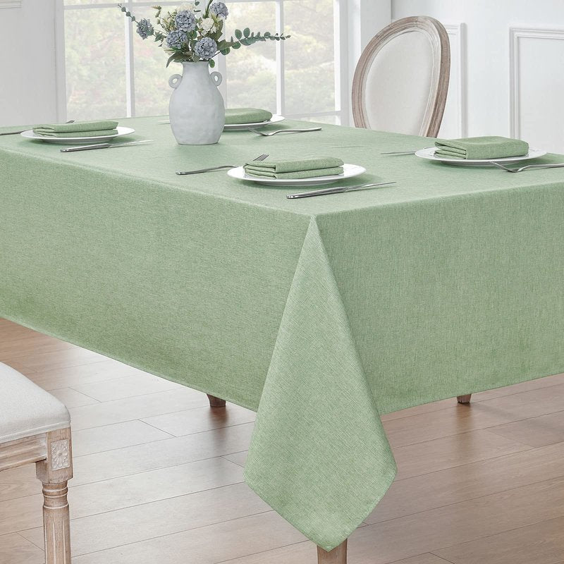 Veblandy 2 Pack Rectangle Tablecloth, 60x104 inch, Water Resistant Wrinkle Free Linen Textured Table Cloth Washable, Decorative Fabric Table Cover for Dining, Party and Camping, Sage Green