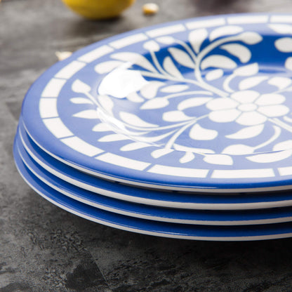 Yinshine Melamine Dinnerware Set - 12 Pcs Dinner Dishes Set for 4, Plates and Bowls Set for Indoor & Outdoor Use- Dishwasher Safe, Unbreakable, Blue