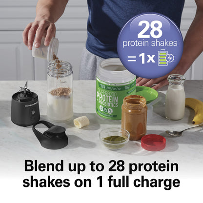 Hamilton Beach Mini Cordless Portable Personal Blender for Shakes and Smoothies, USB Rechargeable, 16 oz. Jar with Leakproof Travel Lid, 6 Stainless Steel Blades, Pink (51181)