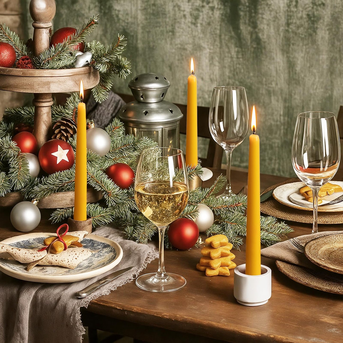 KONNI 0.87×10 Inch Yellow Taper Candles, Unscented and Smokeless Tall Candlesticks, 10 Pack Tapered Candles with Cotton Wicks, Long Burning, Ideal for Weddings, Dinner Parties, and Home Décor