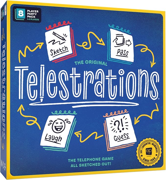 Telestrations 8 Player 2nd Edition Board Game Award Winning Hilarious and Unpredictable Must Have Party Game with a New Look Sketch What Your Read Then Guess What You Saw 4-8 Players Ages 10+