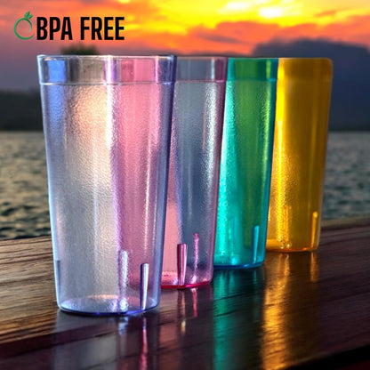 Oojami Set of 8 Plastic Tumblers, 20-Ounce Reusable Cups, BPA-Free & Shatterproof, Stackable Restaurant-Style Drinking Glasses for Water, Juice, and Everyday Use, Dishwasher Safe 20 oz