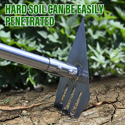 BARAYSTUS 4-in-1 Garden Hoe Tool and Weeder, 56 Inch Ergonomic Long Handle Cultivator with Sharp Stainless Steel Blade, Heavy Duty Garden Hand Tiller for Weeding, Digging, Loosening Soil,Removing Moss